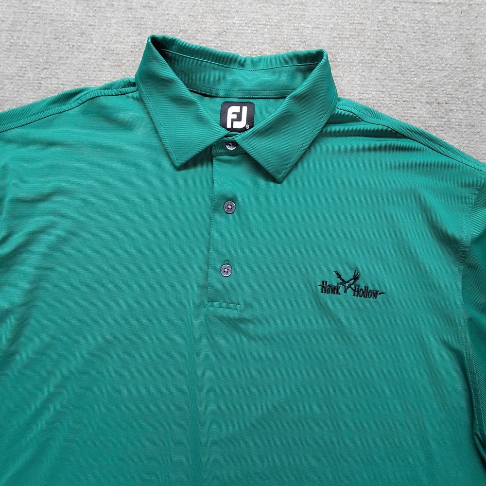 FJ FootJoy Men's Size XXL Golf Polo Shirt Performance Hawk Hollow Course Green